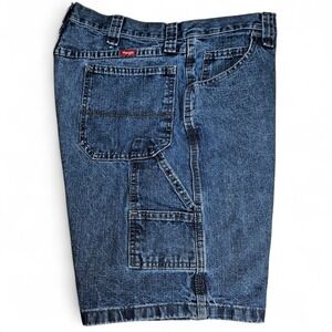Wrangler Carpenter Shorts Size 34 Men Blue Jean Denim 9" Inseam Pockets Denim